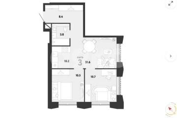 Фото №1: 2-комнатная квартира 51 м² - Москва, мкр. ЖК Страна.Заречная, 
