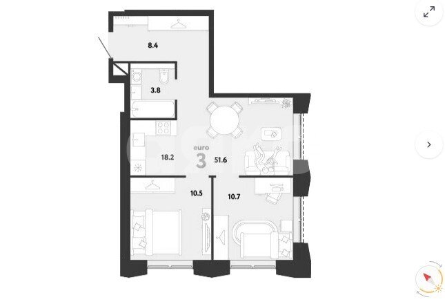 Фото №1: 2-комнатная квартира 51 м² - Москва