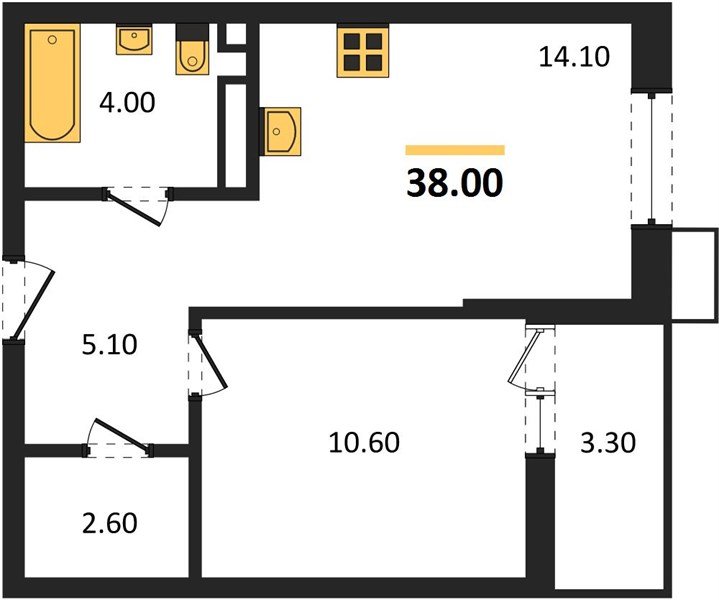 Фото №1: 1-комнатная квартира 38 м² - Майкоп, мкр. ЖК Звезды