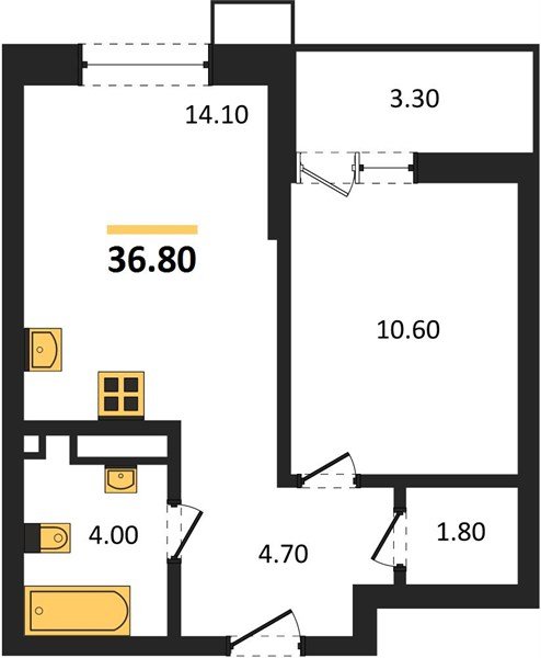 Фото №1: 1-комнатная квартира 36 м² - Майкоп, мкр. ЖК Звезды