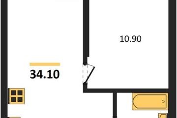 Фото №1: 1-комнатная квартира 34 м² - Краснодар, мкр. Прикубанский внутригородской округ, 