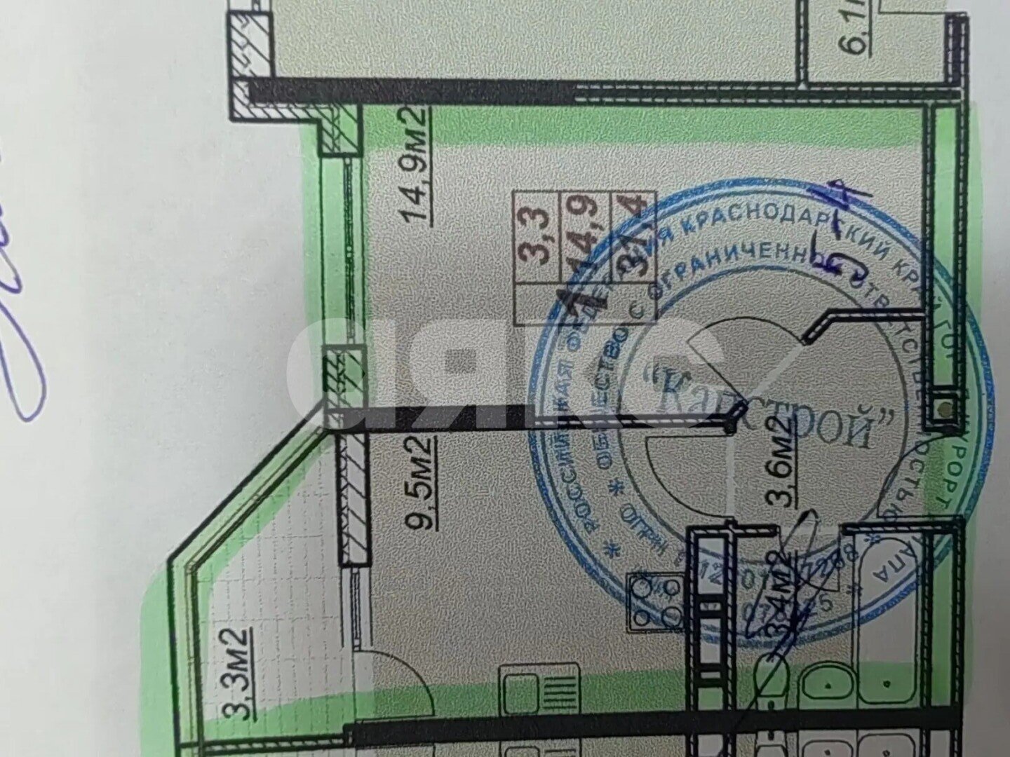 Фото №9: 1-комнатная квартира 35 м² - Анапа, Алексеевка, жилой комплекс Лазурный, Алексеевка, мкр. жилой комплекс Лазурный, ул. Крестьянская, 27к5