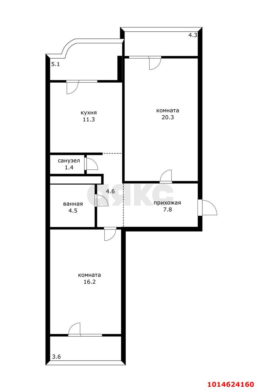 Фото №14: 2-комнатная квартира 66 м² - Краснодар, Прикубанский внутригородской округ, мкр. Завод Измерительных Приборов, ул. Карякина, 5к1