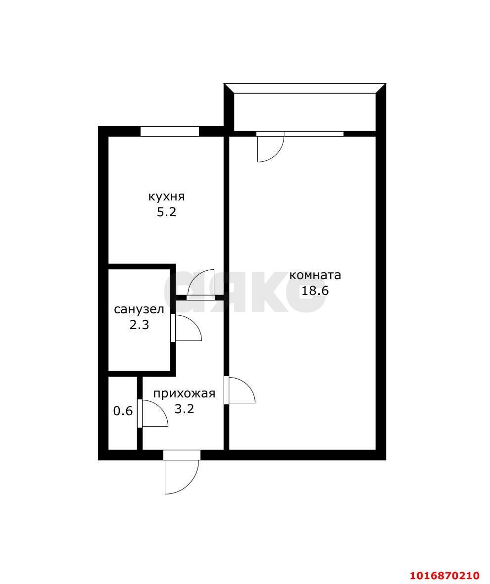 Фото №7: 1-комнатная квартира 29 м² - Краснодар, Карасунский внутригородской округ, Центральный внутригородской округ, мкр. Черёмушки, ул. Селезнёва, 80