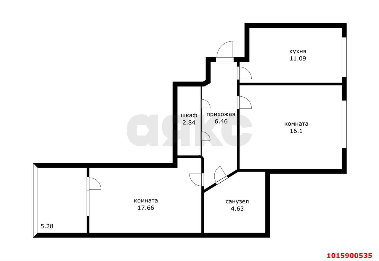 Фото №11: 2-комнатная квартира 53 м² - Краснодар, Прикубанский внутригородской округ, Отделение № 1 совхоза Солнечный, мкр. Фестивальный, ул. Яна Полуяна, 2