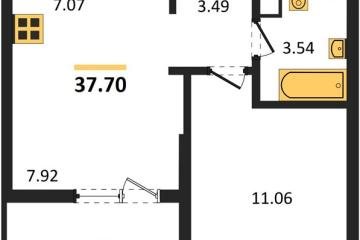 Фото №1: 1-комнатная квартира 37 м² - Краснодар, мкр. Карасунский внутригородской округ, 