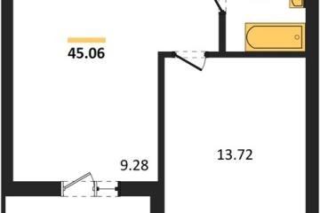 Фото №1: 1-комнатная квартира 45 м² - Знаменский, мкр. Родные Просторы, 
