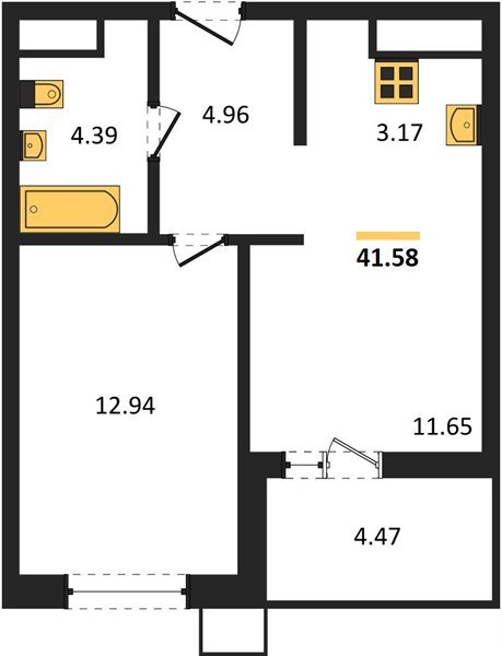 Фото №1: 1-комнатная квартира 41 м² - Знаменский, Карасунский внутригородской округ, мкр. Родные Просторы