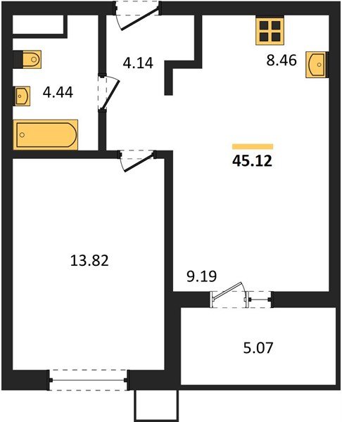 Фото №1: 1-комнатная квартира 45 м² - Знаменский, Карасунский внутригородской округ, мкр. Родные Просторы