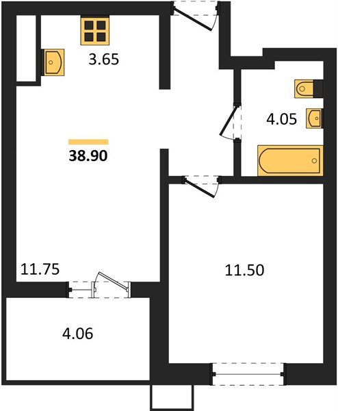 Фото №1: 1-комнатная квартира 38 м² - Знаменский, Карасунский внутригородской округ, мкр. Родные Просторы
