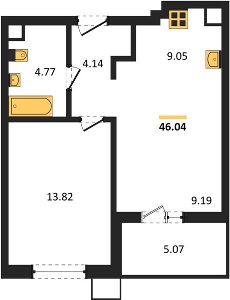 Фото №1: 1-комнатная квартира 46 м² - Знаменский, Карасунский внутригородской округ, мкр. Родные Просторы