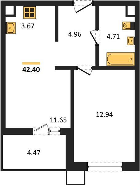 Фото №1: 1-комнатная квартира 42 м² - Знаменский, Карасунский внутригородской округ, мкр. Родные Просторы