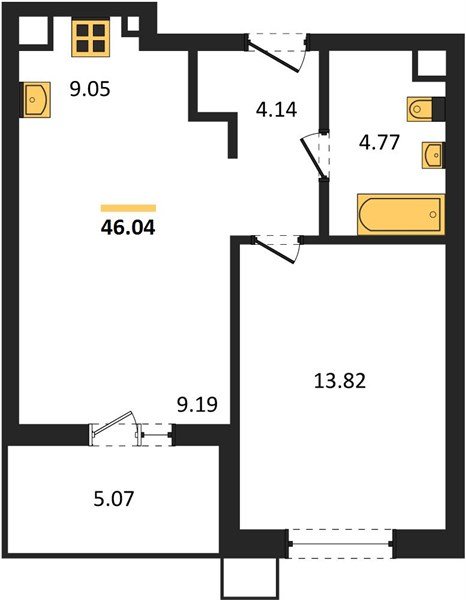 Фото №1: 1-комнатная квартира 46 м² - Знаменский, Карасунский внутригородской округ, мкр. Родные Просторы