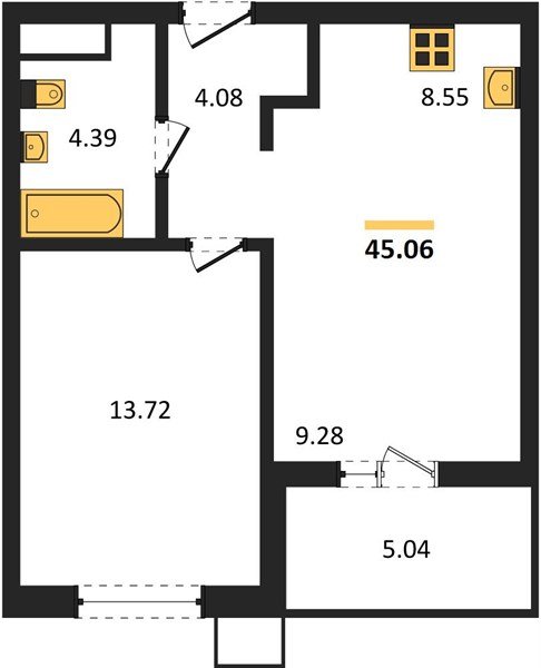 Фото №1: 1-комнатная квартира 45 м² - Знаменский, Карасунский внутригородской округ, мкр. Родные Просторы