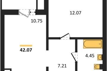 Фото №1: 1-комнатная квартира 42 м² - Знаменский, мкр. Родные Просторы,