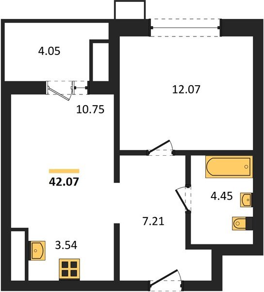 Фото №1: 1-комнатная квартира 42 м² - Знаменский, Карасунский внутригородской округ, мкр. Родные Просторы