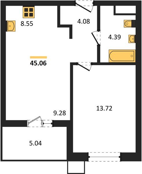 Фото №1: 1-комнатная квартира 45 м² - Знаменский, Карасунский внутригородской округ, мкр. Родные Просторы