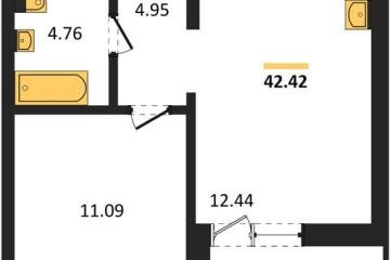 Фото №1: 1-комнатная квартира 42 м² - Знаменский, мкр. Родные Просторы, 