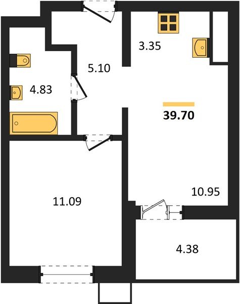 Фото №1: 1-комнатная квартира 39 м² - Знаменский, Карасунский внутригородской округ, мкр. Родные Просторы