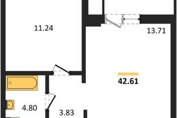 Фото №1: 1-комнатная квартира 42 м² - Знаменский, мкр. Родные Просторы, 