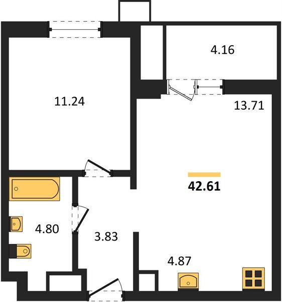 Фото №1: 1-комнатная квартира 42 м² - Знаменский, Карасунский внутригородской округ, мкр. Родные Просторы