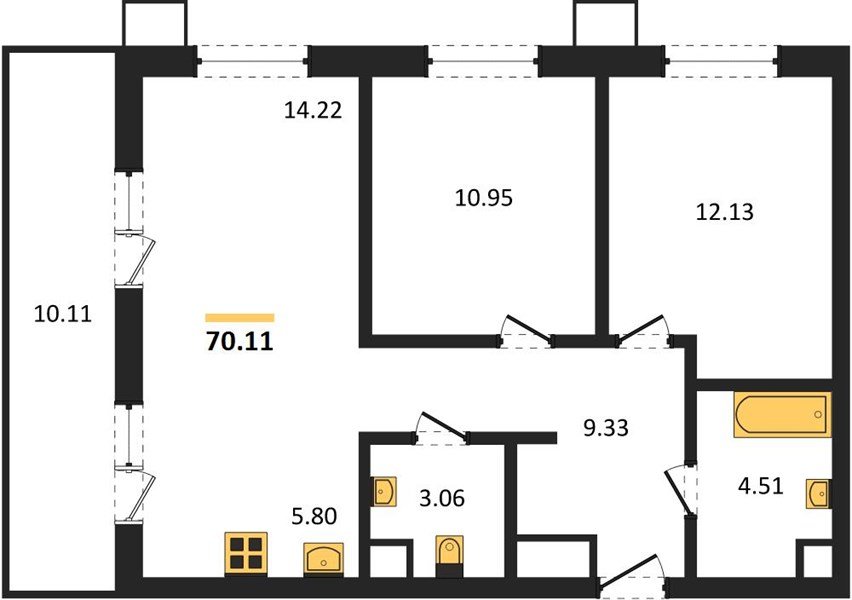 Фото №1: 2-комнатная квартира 70 м² - Знаменский, Карасунский внутригородской округ, мкр. Родные Просторы