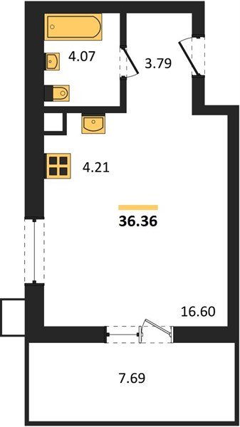 Фото №1: Студия 36 м², 2/18 эт. - Знаменский, Карасунский внутригородской округ, мкр. Родные Просторы