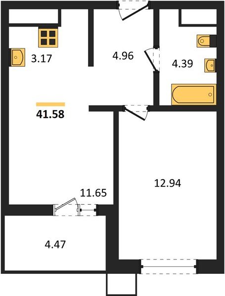 Фото №1: 1-комнатная квартира 41 м² - Знаменский, Карасунский внутригородской округ, мкр. Родные Просторы