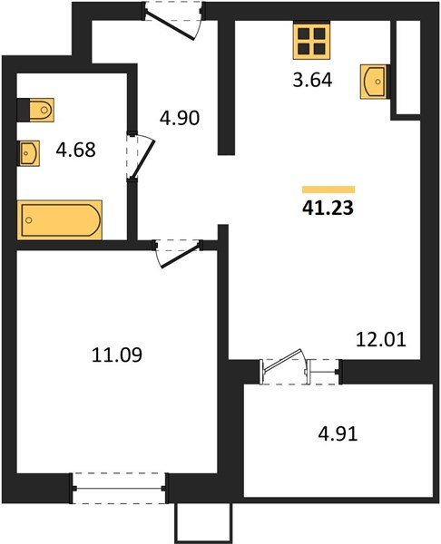 Фото №1: 1-комнатная квартира 41 м² - Знаменский, Карасунский внутригородской округ, мкр. Родные Просторы