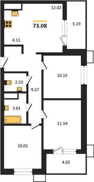 Фото №1: 3-комнатная квартира 73 м², 8/18 эт. - Знаменский, Карасунский внутригородской округ, мкр. Родные Просторы