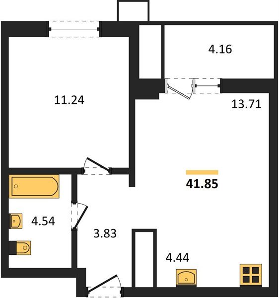 Фото №1: 1-комнатная квартира 41 м² - Знаменский, Карасунский внутригородской округ, мкр. Родные Просторы