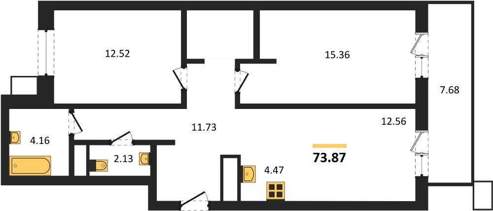Фото №1: 2-комнатная квартира 73 м² - Знаменский, Карасунский внутригородской округ, мкр. Родные Просторы