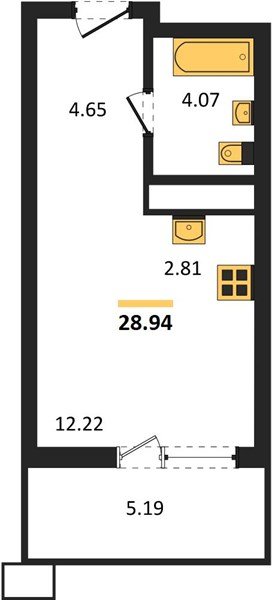 Фото №1: Студия 28 м², 4/18 эт. - Знаменский, Карасунский внутригородской округ, мкр. Родные Просторы