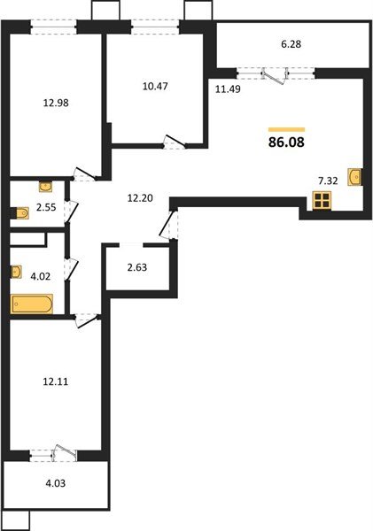 Фото №1: 3-комнатная квартира 86 м² - Знаменский, Карасунский внутригородской округ, мкр. Родные Просторы