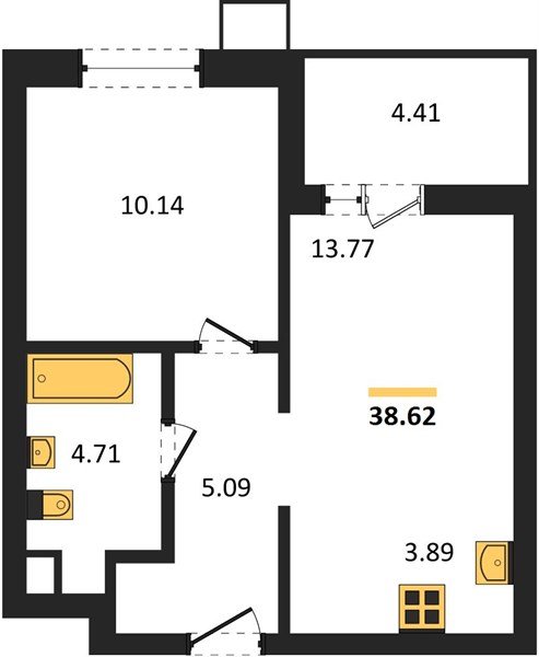 Фото №1: 1-комнатная квартира 38 м² - Знаменский, Карасунский внутригородской округ, мкр. Родные Просторы