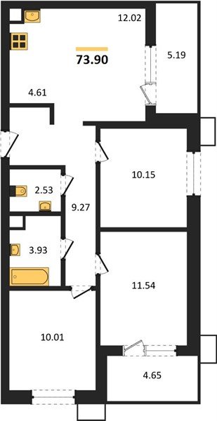 Фото №1: 3-комнатная квартира 73 м² - Знаменский, Карасунский внутригородской округ, мкр. Родные Просторы
