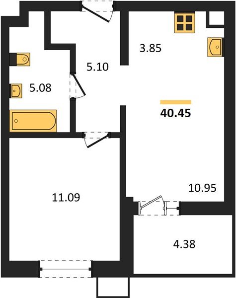 Фото №1: 1-комнатная квартира 40 м² - Знаменский, Карасунский внутригородской округ, мкр. Родные Просторы