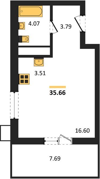 Фото №1: Студия 35 м², 4/18 эт. - Знаменский, Карасунский внутригородской округ, мкр. Родные Просторы