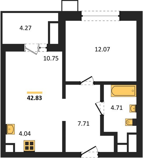 Фото №1: 1-комнатная квартира 42 м² - Знаменский, Карасунский внутригородской округ, мкр. Родные Просторы