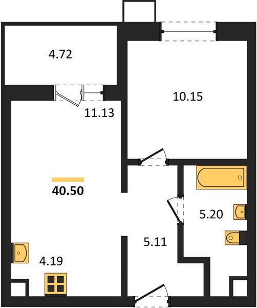 Фото №1: 1-комнатная квартира 40 м² - Знаменский, Карасунский внутригородской округ, мкр. Родные Просторы
