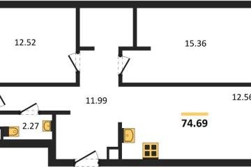 Фото №1: 2-комнатная квартира 74 м² - Знаменский, мкр. Родные Просторы, 