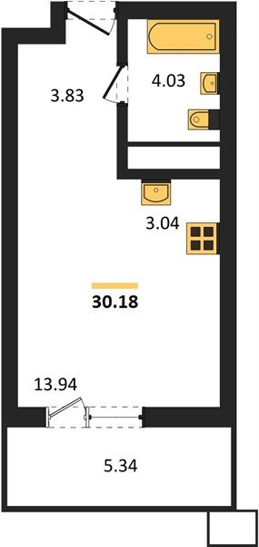 Фото №1: Студия 30 м², 16/18 эт. - Знаменский, Карасунский внутригородской округ, мкр. Родные Просторы