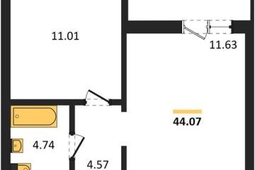 Фото №1: 1-комнатная квартира 44 м² - Знаменский, мкр. Родные Просторы, 