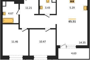 Фото №1: 2-комнатная квартира 65 м² - Знаменский, мкр. Родные Просторы, 