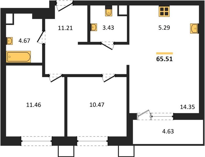 Фото №1: 2-комнатная квартира 65 м² - Знаменский, Карасунский внутригородской округ, мкр. Родные Просторы
