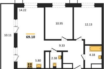 Фото №1: 2-комнатная квартира 69 м² - Знаменский, мкр. Родные Просторы, 