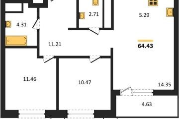 Фото №1: 2-комнатная квартира 64 м² - Знаменский, мкр. Родные Просторы, 