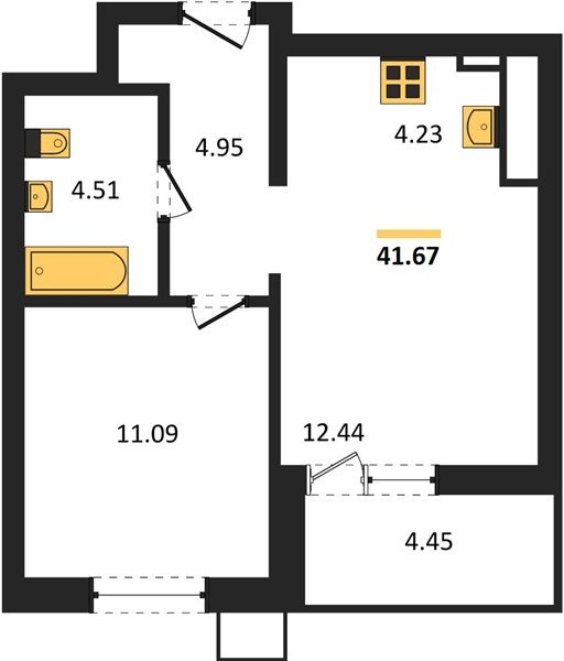 Фото №1: 1-комнатная квартира 41 м² - Знаменский, Карасунский внутригородской округ, мкр. Родные Просторы