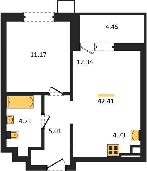 Фото №1: 1-комнатная квартира 42 м² - Знаменский, Карасунский внутригородской округ, мкр. Родные Просторы