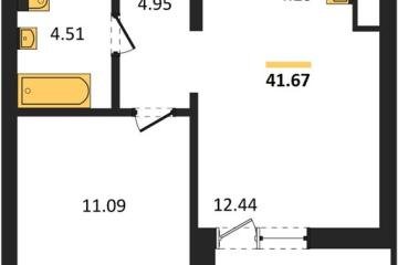 Фото №1: 1-комнатная квартира 41 м² - Знаменский, мкр. Родные Просторы, 